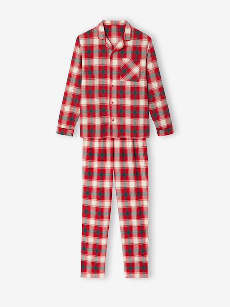 Men's Christmas capsule flannel pyjamas chequered red - vertbaudet enfant 