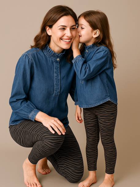 Smock-Style Denim Blouse for Girls, Family Capsule Collection double stone - vertbaudet enfant 