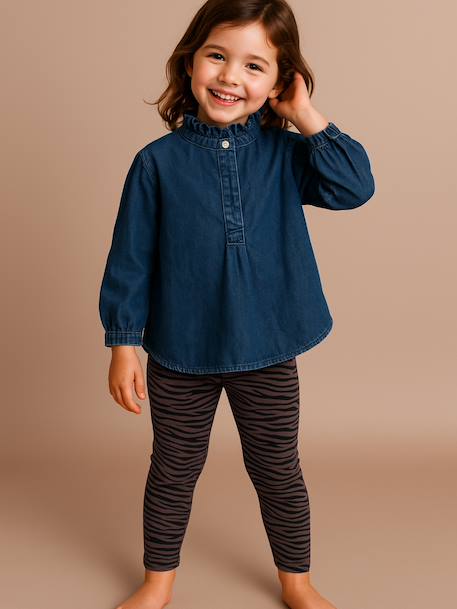 Smock-Style Denim Blouse for Girls, Family Capsule Collection double stone - vertbaudet enfant 