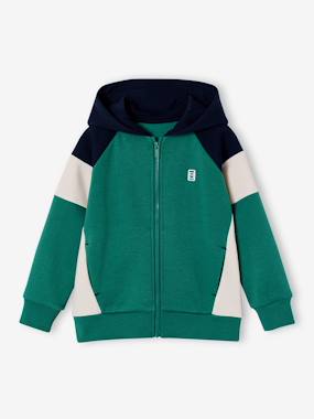 Sweat zippé garçon capuche coloblock - vertbaudet enfant Garçon-Pull, gilet, sweat-Sweat-Sweat zippé garçon capuche coloblock