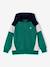 Zipped hooded sweatshirt for boys with colour block design green+medium blue+ochre - vertbaudet enfant 