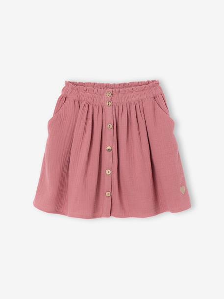 Coloured Skirt in Cotton Gauze, for Girls beige+grey blue+old rose+rose+sage green+violet - vertbaudet enfant 