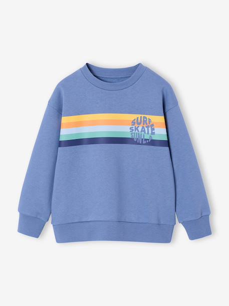 Graphic round neck sweatshirt for boys grey blue+marl white - vertbaudet enfant 