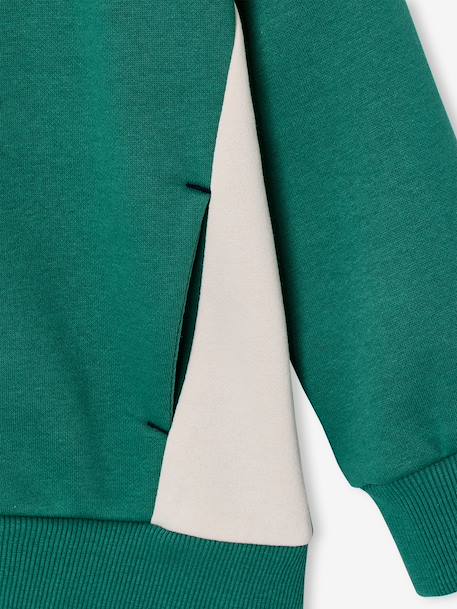 Zipped hooded sweatshirt for boys with colour block design green+medium blue+ochre - vertbaudet enfant 