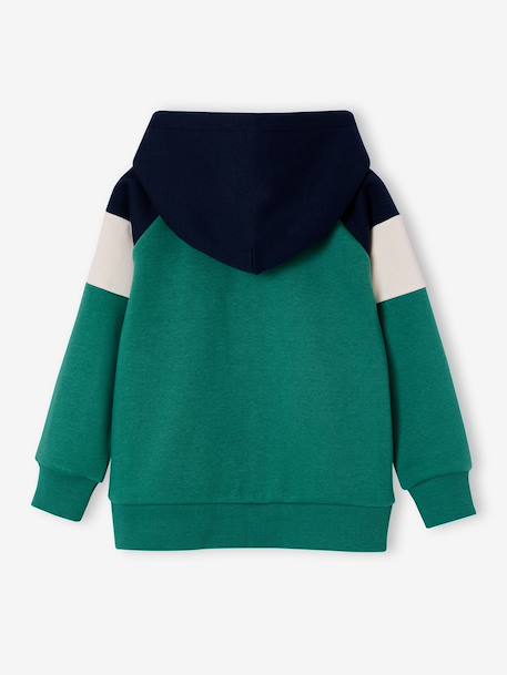 Zipped hooded sweatshirt for boys with colour block design green+medium blue+ochre - vertbaudet enfant 