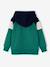 Zipped hooded sweatshirt for boys with colour block design green+medium blue+ochre - vertbaudet enfant 