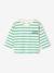 Organic Cotton T-Shirt with Press Studs on the Back, for Babies red+striped green - vertbaudet enfant 
