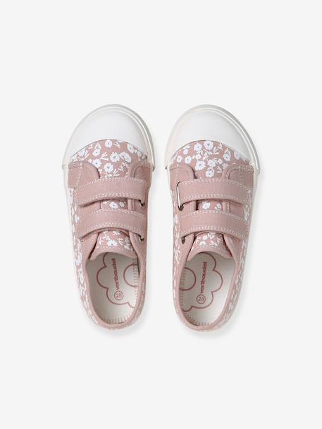 Girls' synthetic trainers with touch 'n' close fastening printed pink+sage green - vertbaudet enfant 