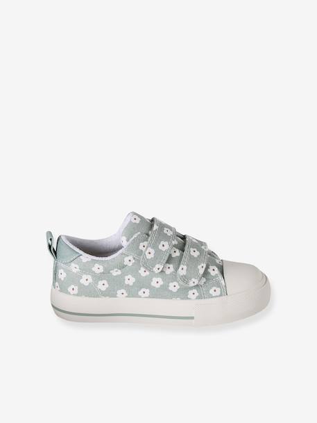 Floral Hook-&-Loop Trainers for Children, Designed for Autonomy printed green+printed pink - vertbaudet enfant 