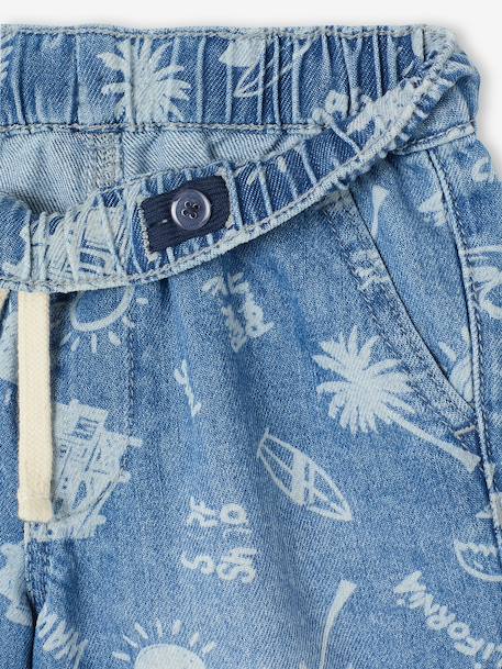 Bermuda garçon jean facile à enfiler bleu imprimé+denim gris+double stone+rayé bleu+stone - vertbaudet enfant 
