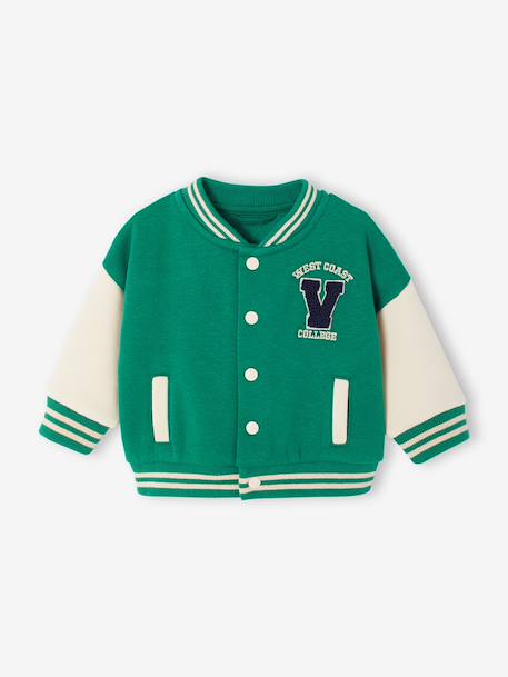 College-Style Jacket in Fleece for Babies green - vertbaudet enfant 