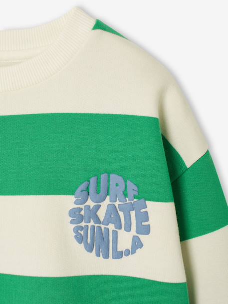 Striped boy's sweatshirt with placed motif pistachio+striped yellow - vertbaudet enfant 