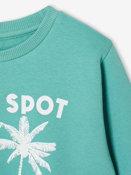 Sweat garçon fantaisie blanc chiné+bleu pâle+ocre+vert - vertbaudet enfant 