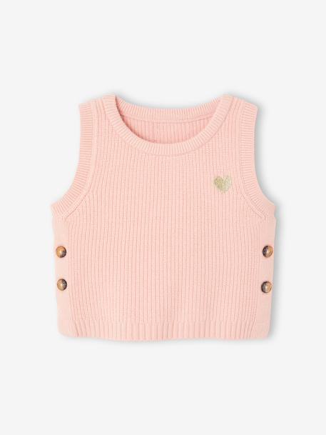Sleeveless jumper for babies ecru+navy blue+rosy - vertbaudet enfant 