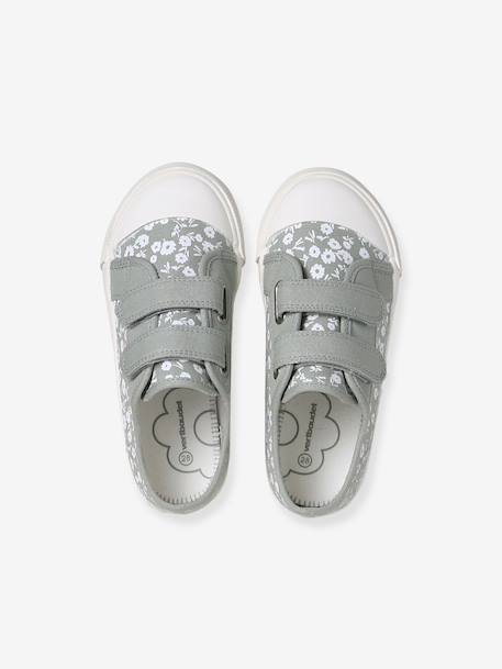 Girls' synthetic trainers with touch 'n' close fastening printed pink+sage green - vertbaudet enfant 