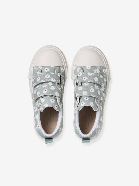 Floral Hook-&-Loop Trainers for Children, Designed for Autonomy printed green+printed pink - vertbaudet enfant 