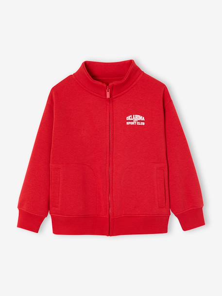 Zipped sweatshirt for boys with a trucker neck navy blue+red - vertbaudet enfant 