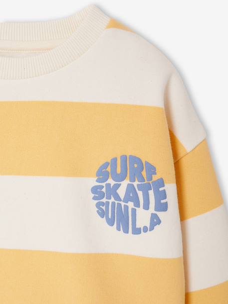Striped boy's sweatshirt with placed motif pistachio+striped yellow - vertbaudet enfant 