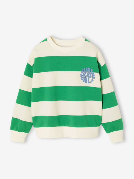 Striped boy's sweatshirt with placed motif pistachio+striped yellow - vertbaudet enfant 