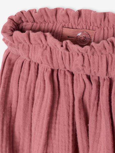 Coloured Skirt in Cotton Gauze, for Girls beige+grey blue+old rose+rose+sage green+violet - vertbaudet enfant 