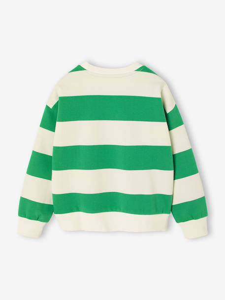 Striped boy's sweatshirt with placed motif pistachio+striped yellow - vertbaudet enfant 