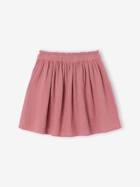 Coloured Skirt in Cotton Gauze, for Girls beige+grey blue+old rose+rose+sage green+violet - vertbaudet enfant 