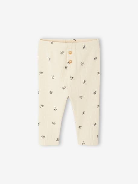 Plain Rib Knit Leggings for Babies sage green+vanilla - vertbaudet enfant 