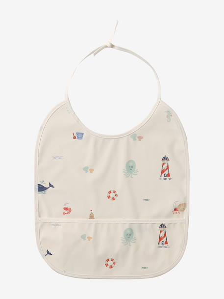 Pack of 2 plasticised baby bibs printed white - vertbaudet enfant 