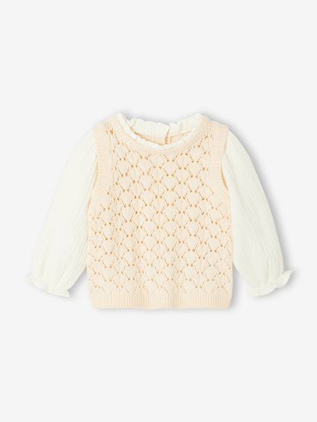 2-in-1 Jumper for Girls ecru - vertbaudet enfant 