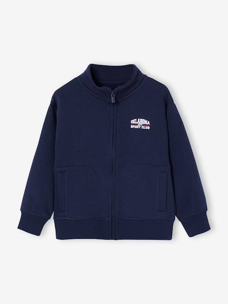 Zipped sweatshirt for boys with a trucker neck navy blue+red - vertbaudet enfant 