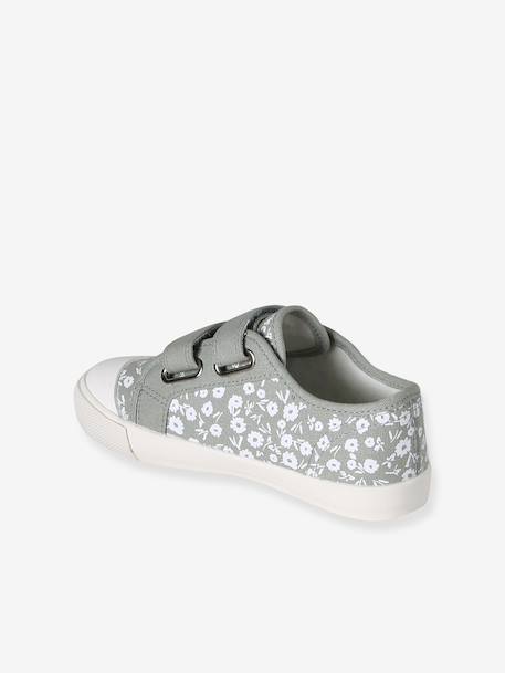 Girls' synthetic trainers with touch 'n' close fastening printed pink+sage green - vertbaudet enfant 