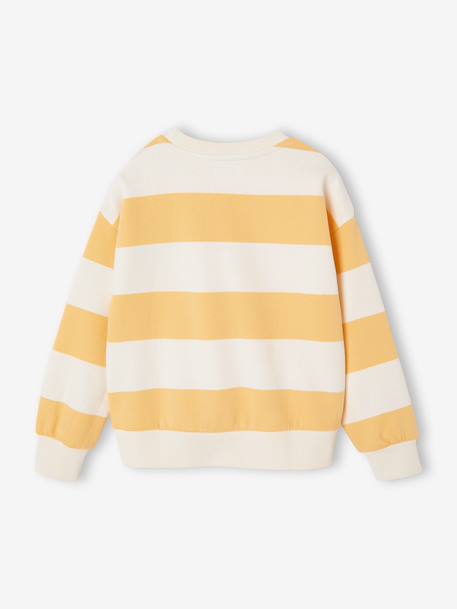 Striped boy's sweatshirt with placed motif pistachio+striped yellow - vertbaudet enfant 