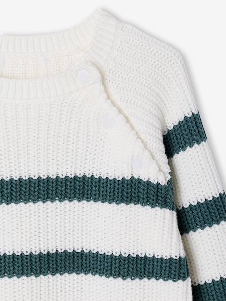 Pull garçon rayé bleu moyen+caramel+écru+encre+vert sauge - vertbaudet enfant 