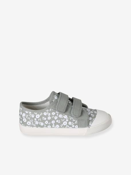 Girls' synthetic trainers with touch 'n' close fastening printed pink+sage green - vertbaudet enfant 