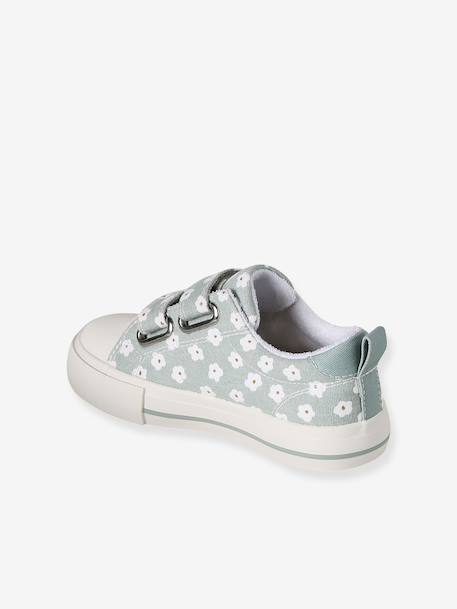 Floral Hook-&-Loop Trainers for Children, Designed for Autonomy printed green+printed pink - vertbaudet enfant 