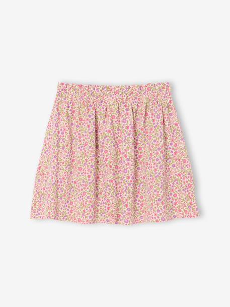 Jupe tournante imprimée fille beige+blanc imprimé+bleu chambray+rose pâle - vertbaudet enfant 