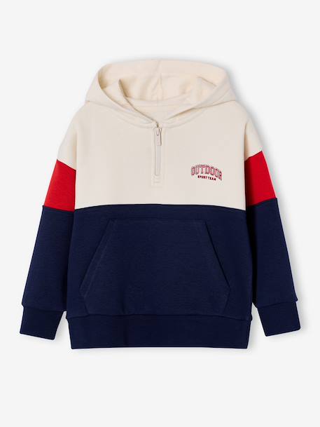 Boys' colour block hooded sweatshirt red - vertbaudet enfant 