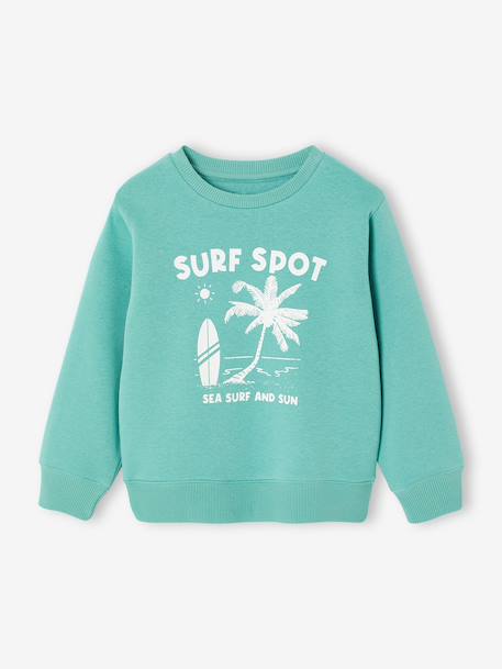Fancy Sweatshirt for Boys green+marl white+ochre+pale blue - vertbaudet enfant 