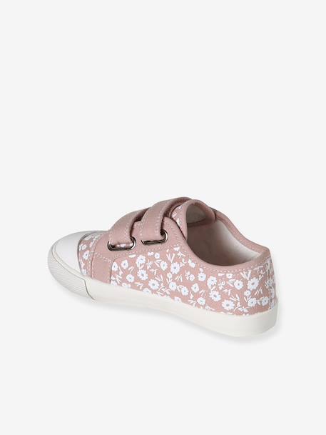 Girls' synthetic trainers with touch 'n' close fastening printed pink+sage green - vertbaudet enfant 
