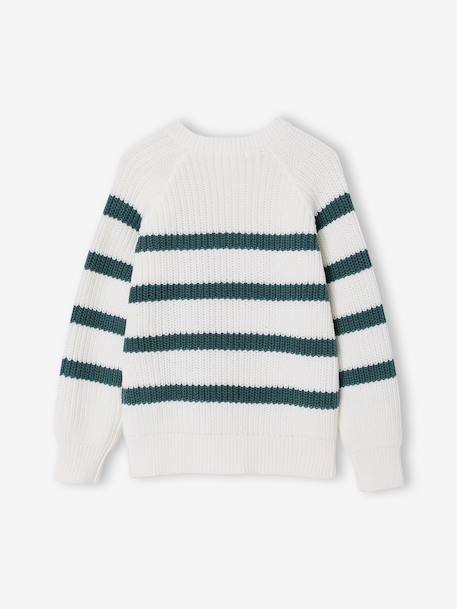 Pull garçon rayé bleu moyen+caramel+écru+encre+vert sauge - vertbaudet enfant 