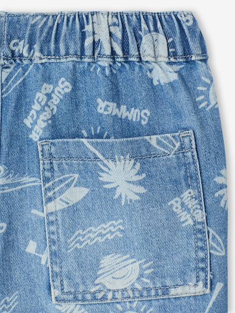 Easy-to-Slip-On Denim Bermuda Shorts for Boys denim grey+double stone+printed blue+stone+striped blue - vertbaudet enfant 