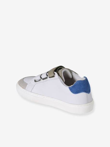 Trainers with Leather Hook-&-Loop Straps for Children ecru+set white - vertbaudet enfant 