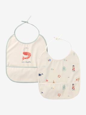 -Lot 2 bavoirs bébé plastifiés