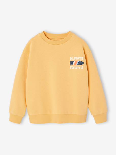 Sweat col rond garçon manches lo bois de rose+jaune pastel - vertbaudet enfant 