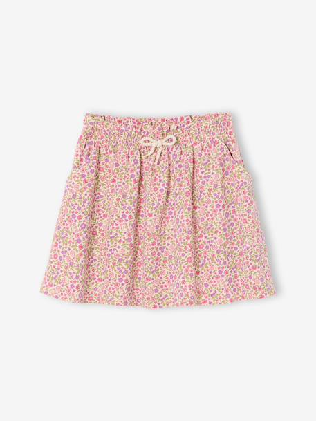 Jupe tournante imprimée fille beige+blanc imprimé+bleu chambray+rose pâle - vertbaudet enfant 