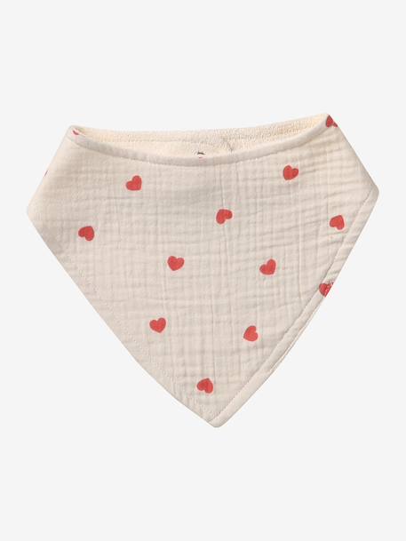 3 Bandana-Style Bibs in Cotton Gauze Brown+cappuccino+ecru+grey blue+Light Green+pale pink+printed beige+sage green+White/Print - vertbaudet enfant 