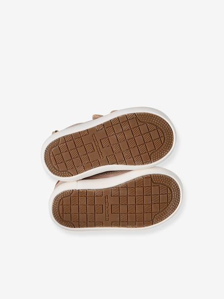 Fabric Trainers with Touch Fasteners, for Baby Boys dark brown+printed beige - vertbaudet enfant 