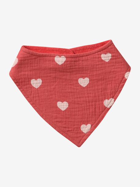 3 Bandana-Style Bibs in Cotton Gauze Brown+cappuccino+ecru+grey blue+Light Green+pale pink+printed beige+sage green+White/Print - vertbaudet enfant 