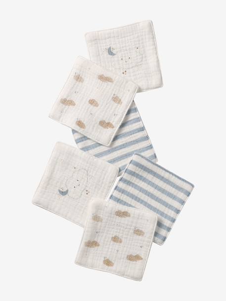 Lot de 6 lingettes lavables beige imprimé+blanc - vertbaudet enfant 