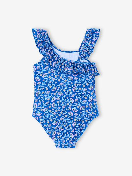 1-Piece Floral Swimsuit for Girls blue - vertbaudet enfant 